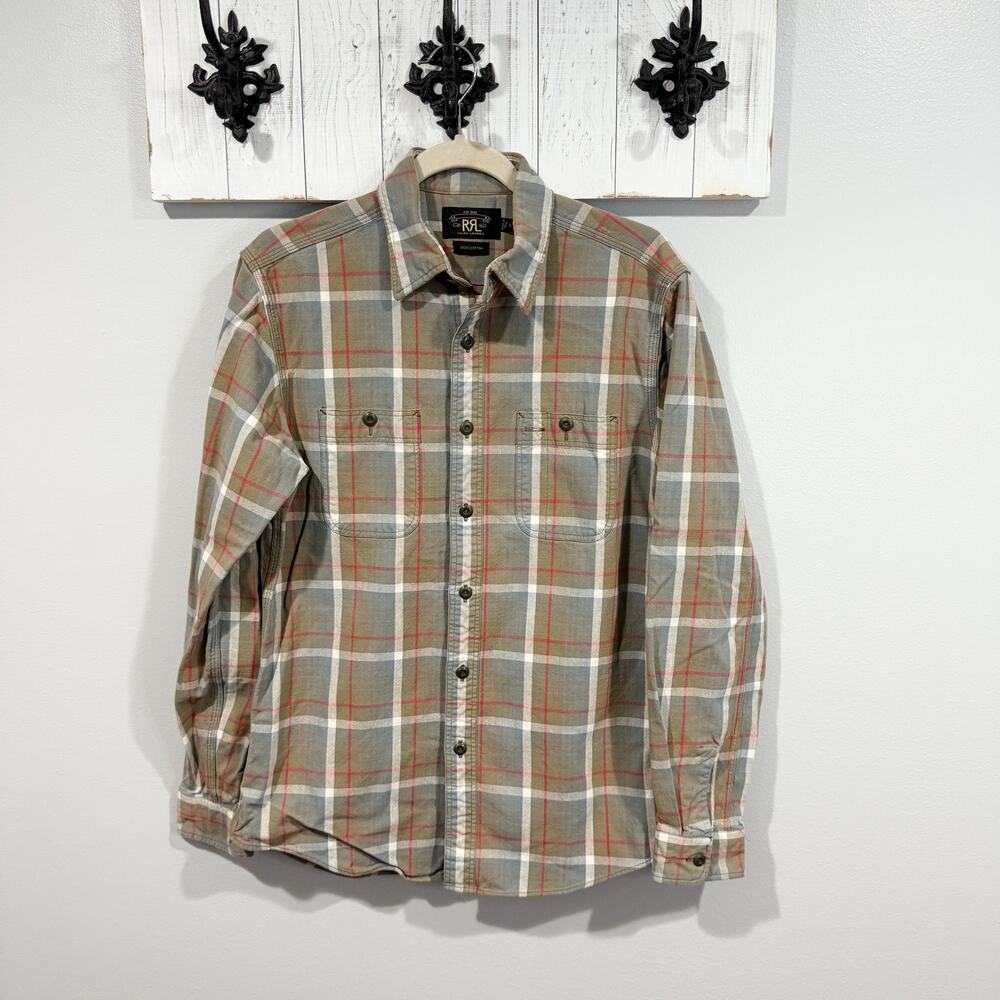 RRL Ralph Lauren Plaid Flannel Shirt Western Button Up Men’s Small